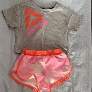 SOLD‼️ Reebok Gray Tee & Pink Athletic Shorts Set
